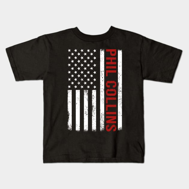 Graphic Phil Collins Proud Name US American Flag Birthday Gift Kids T-Shirt by Intercrossed Animal 